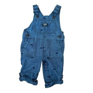 Oshkosh Baby Boy Overall Dinosaurs Blue Chambray 6M